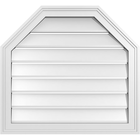 Ekena Millwork Octagonal Top Surface Mount PVC Gable Vent w/ 2"W x 1-1/2"P Brickmould Frame, 26"W x 24"H GVPOT26X2402SF